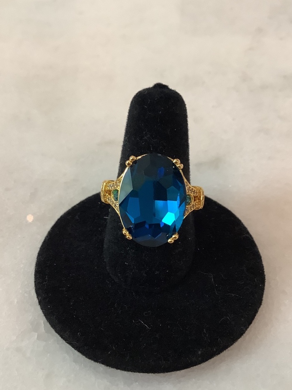 kate spade Gold-Tone Ring with Deep Blue Oval Crystal, Brand New